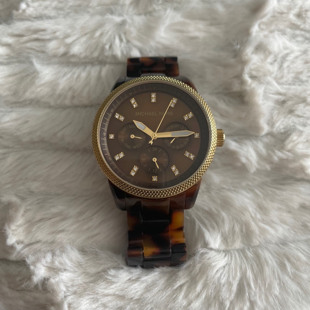 Michael Kors tortoiseshell + gold watch